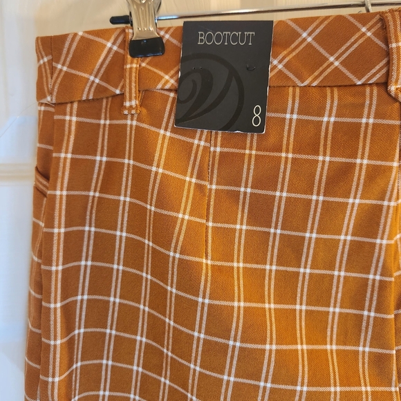 Versona Modern Bootcut Pants Sz: 8 NWT Orange Plaid Hippie 70s Hi Rise - Picture 6 of 16